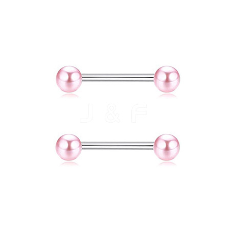 Brass Pink Cubic Zirconia Nipple Rings WG88A97-02-1