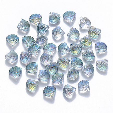 Transparent Spray Painted Glass Beads GLAA-T016-05A-1