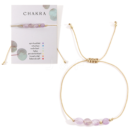 Chakra Adjustable Natural Amethyst Bead Braided Bead Bracelets UY1901-7-1