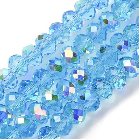 Electroplate Transparent Glass Beads Strands EGLA-A046-01B-16-1