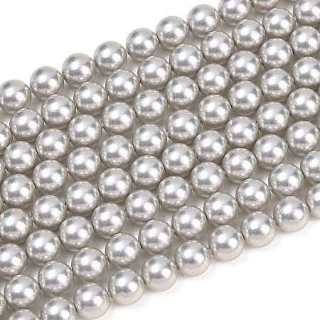Frosted Glass Pearl Beads Strands GLAA-A044-08A-09-1