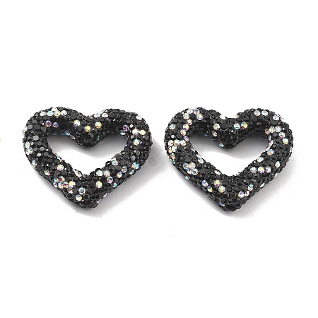 Heart Shape Polymer Clay Rhinestone Beads CLAY-NH0001-09B-04-1