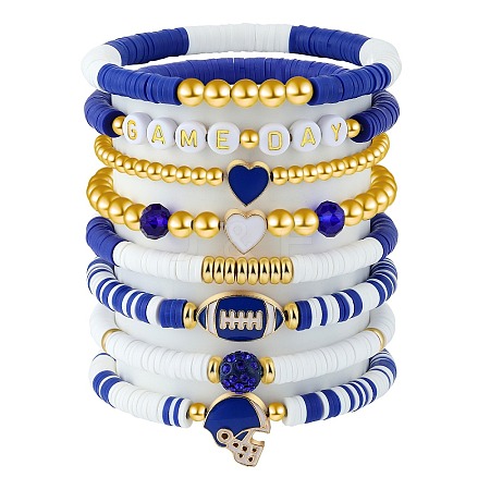 1 Set Handmade Polymer Clay Heishi Beads Stretch Bracelets Set BJEW-SZ0002-67B-01-1
