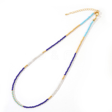 Vintage Short Colorful Glass Seed Beaded Necklace AF0855-4-1