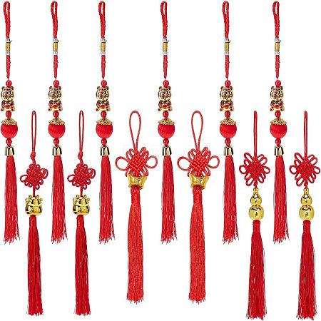 SUPERFINDINGS 12Pcs 4 Styles Polyester Tassel Pendant Decorations HJEW-FH0001-12-1