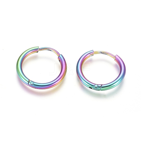 Ion Plating(IP) 304 Stainless Steel Huggie Hoop Earrings EJEW-F111A-17mm-Y-1