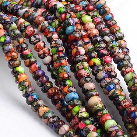 Dyed Synthetic Imperial Jasper Rondelle Beads Strands G-M275-03-6mm-1