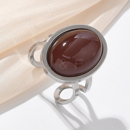 Oval Natural Carnelian Finger Rings RJEW-M062-02P-04-1