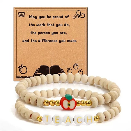 Wood Polymer Clay Beaded Bracelets FS-WGA7C7B-01-1