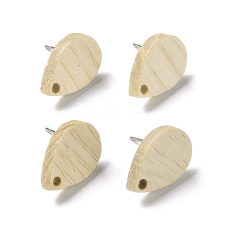 Ash Wood Stud Earring Findings EJEW-TAC0021-07-1