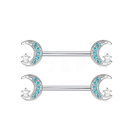 316L Surgical Stainless Steel Moon Nipple Rings WG12885-07-1