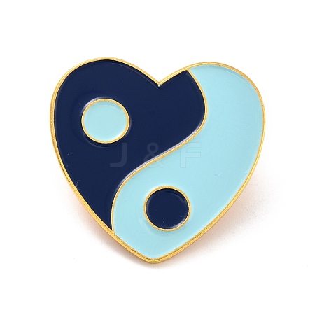 Heart with Yin Yang Pattern Enamel Pin JEWB-O007-A01-1