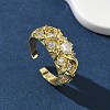 Brass Micro Pave Cubic Zirconia Cuff Open Rings RJEW-C163-24G-1