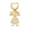 Rack Plating Brass Micro Pave Cubic Zirconia Pendants KK-L220-018G-02-1