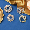 4Pcs 4 Styles Flower & Butterfly Plastic Imitation Pearl Beads Brooch JEWB-CJ0001-29-5
