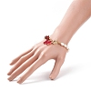 Glass Butterfly Charm Bracelet with Clear Cubic Zirconia BJEW-JB08640-01-3