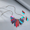 Leaf Alloy with Imitation Leather Pendant Necklace & Stud Dangle Earring FS-WGFF9DD-04-3