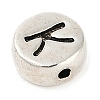 925 Sterling Silver Flat Round with Letter Beads STER-G044-01AS-K-2