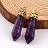 Bullet Natural Amethyst Pointed Pendants X-G-E332-B09-1