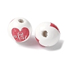 Mother's Day Theme Printed Wood European Beads WOOD-F016-12-1