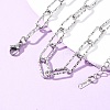 304 Stainless Steel Textured Paperclip Chain Necklaces for Women Men NJEW-A052-01P-3