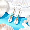 Starfish Brass with Synthetic Turquoise & Cowrie Shell Dangle Earrings EJEW-JE06141-01-2