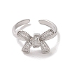 Brass Micro Pave Cubic Zirconia Open Cuff Ring RJEW-K256-58F-P-2