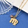 304 Stainless Steel Glass Drill Birth Stone Constellation Pendant Necklaces STAS-D305-08G-F-4