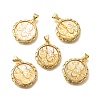 Brass with Natural Shell Carved Pendants KK-Z091-07G-03-1