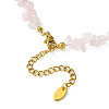 Alloy Enamel & 304 Stainless Steel & Brass Bib Necklace with Natural Rose Quartz Chip Beaded Chains NJEW-JN04434-4