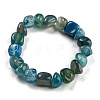 Dyed & Heated Natural Agate Nugget Beaded Stretch Bracelets BJEW-H238-01B-1