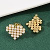 Brass ABS Plastic Pearl Heart Stud Earrings EJEW-L275-14G-03-2