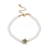 Brass Pave Clear Cubic Zirconia Star Link Chain Bracelets LS-BJEW-M321-01B-1