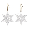 304 Stainless Steel Glass Seed Beads Snowflake Dangle Earrings EJEW-MZ00537-3