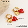 Heart 304 Stainless Steel & Resin Hoop Earrings FS-WG68522-03-2