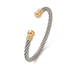304 Stainless Steel Cuff Bangles BJEW-M136-01A-PG-4