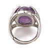 Oval Natural Amethyst Finger Ring G-Q184-06G-P-3