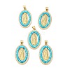 Rack Plating Brass Micro Pave Cubic Zirconia with Synthetic Opal Pendants KK-D088-22G-1