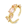 Brass Micro Pave Cubic Zirconia Cuff Open Rings CU-CBA108A-13G-06-4
