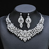 Flower Alloy Rhinestone Pendant Necklaces & Stud Dangle Earrings Sets WGBD82F-04-1