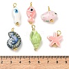 20Pcs 10 Styles Handmade Porcelain Pendants PALLOY-HS00033-3