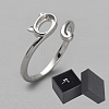 Anti-Tarnish 1Pc Rhodium Plated 925 Sterling Silver Open Cuff Ring Findings FIND-NB0004-89-7