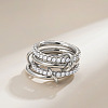 Brass Micro Pave Cubic Zirconia Finger Rings FS-WG6545E-12-1
