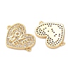 Brass Micro Pave Clear Cubic Zirconia Heart with Word Love Me Links Connector Charms KK-K408-60G-2