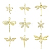 9Pcs 9 Styles Brass with Cubic Zirconia Pendants KK-CJ0003-33-1