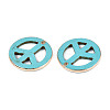 Dyed Synthetic Turquoise Peace Sign Big Pendants TURQ-T004-31B-2