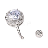 Piercing Jewelry Platinum Plated Brass Round Cubic Zirconia Navel Ring Navel Ring Belly Rings AJEW-EE0001-104A-3