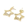 Rack Plating Brass Micro Pave Cubic Zirconia Studs Earrings EJEW-B047-03G-04-2