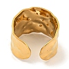 Ion Plating(IP) 304 Stainless Steel Hammered Open Cuff Ring RJEW-A043-08G-3