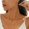 Stainless Steel Half Round Pendant Necklace & Stud Earrings Sets for Women UL7820-1